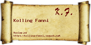 Kolling Fanni névjegykártya